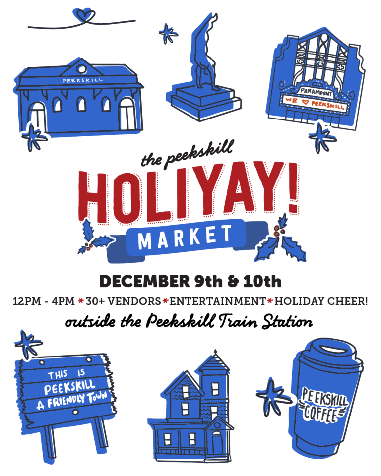 Flier for HOLIYAY! Market on December 9th & 10th outside the Peekskill Train Station