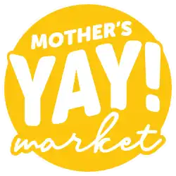 Mother's YAY! Market logo in a warm yellow color